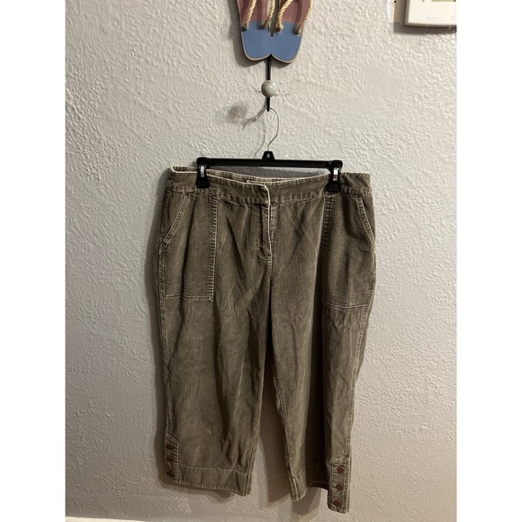 J Jill Size 14 Grayish Brownish Corduroy Capri Pants Women Vintage - Picture 2 of 6
